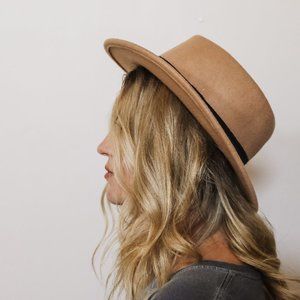 tan flat brim